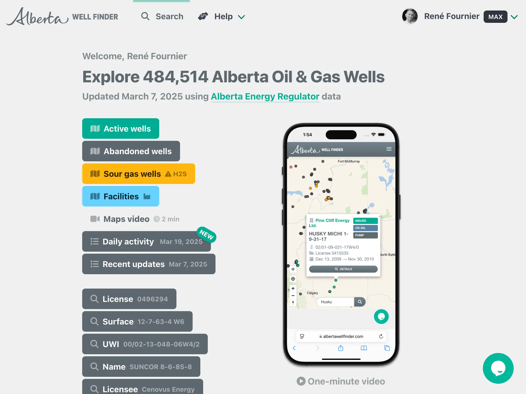 Alberta Well Finder screenshot